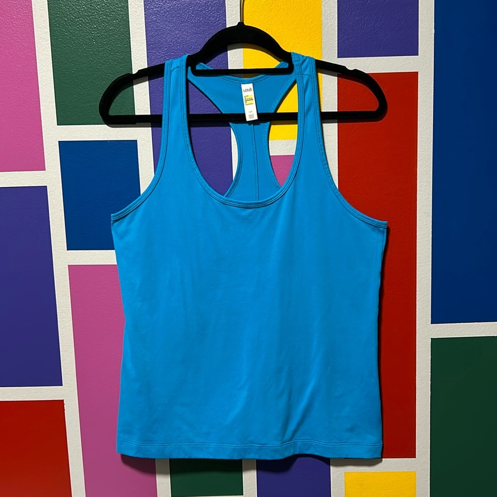 LOLë Teal Blue Racerback Tank Athletic Sports Top size large